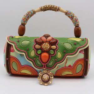 Leather beaded handbag